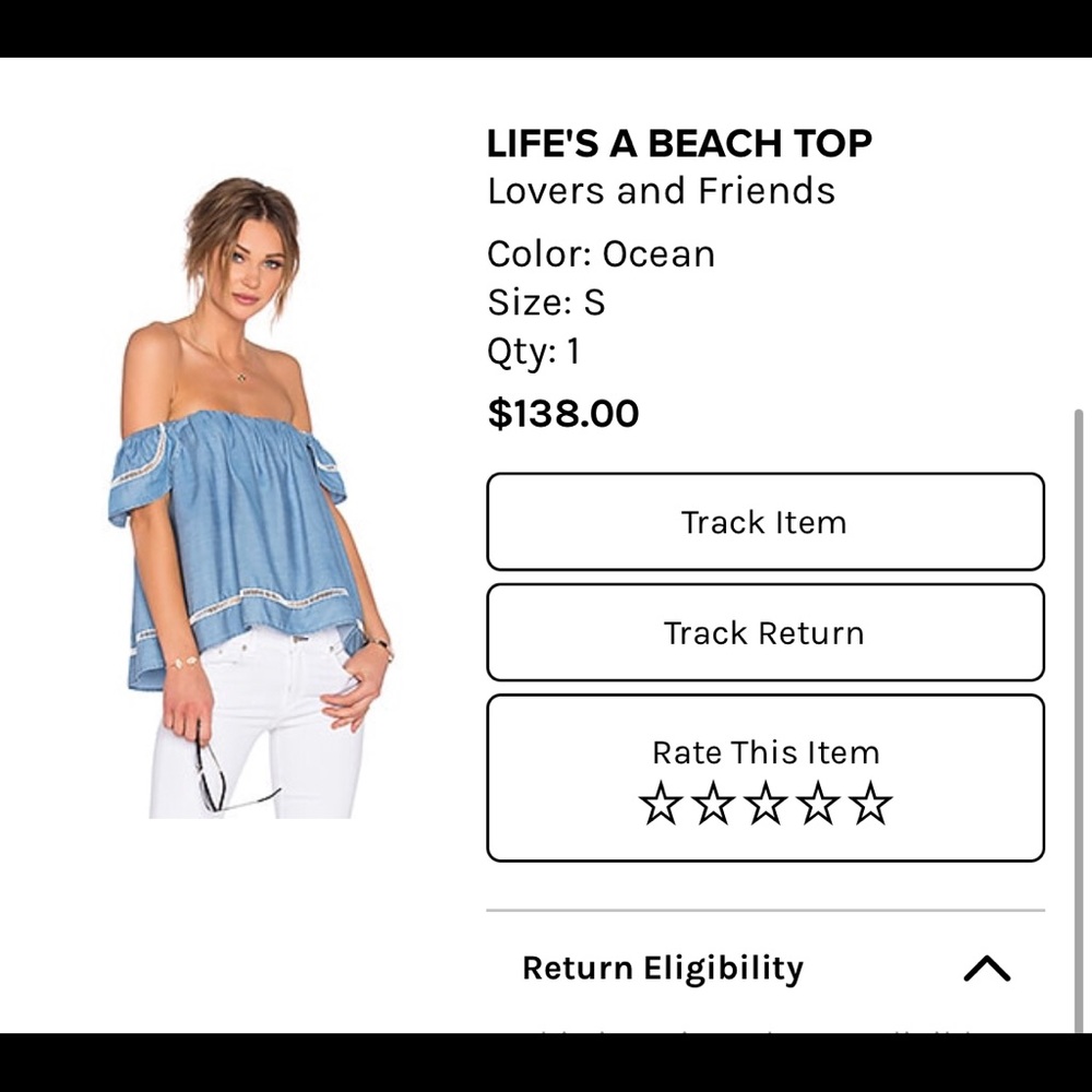 Lovers + Friends off the shoulder top